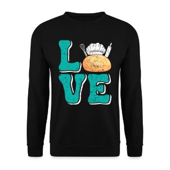 Bread Baking Love LOVE Bakery Bread Baker Bread Baking - Unisex Sweatshirt - black - Front - Alina (178cm) & Michal (187cm)