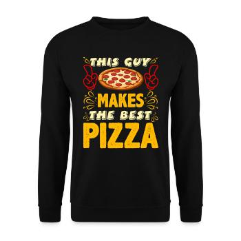 Pizzabäcker This Guy Makes the Best Pizza - Unisex Pullover - Schwarz - Vorne - Alina (178cm) & Michal (187cm)