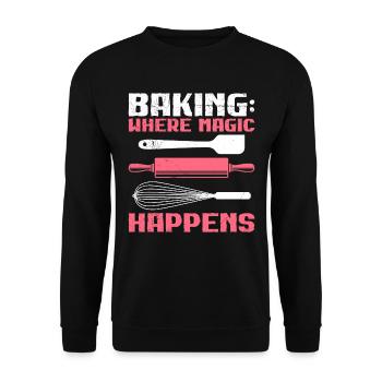 Cuisson : là où la magie opère Backstube Backfans - Sweat-shirt Unisexe - noir - Devant - Alina (178cm) & Michal (187cm)