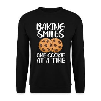 Baking Smiles One Cookie at a Time Weihnachten - Unisex Pullover - Schwarz - Vorne - Alina (178cm) & Michal (187cm)