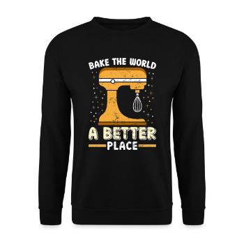 Baker Bake the World a Better Place Backfans - Sweat-shirt Unisexe - noir - Devant - Alina (178cm) & Michal (187cm)