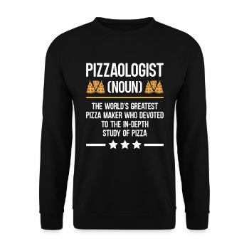 Pizzabacken Pizzaologist Backliebhaber Pizza - Unisex Pullover - Schwarz - Vorne - Alina (178cm) & Michal (187cm)