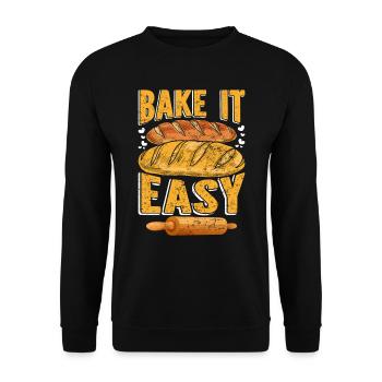 Bake it Easy Brotbäcker Backliebe Backstube - Unisex Pullover - Schwarz - Vorne - Alina (178cm) & Michal (187cm)