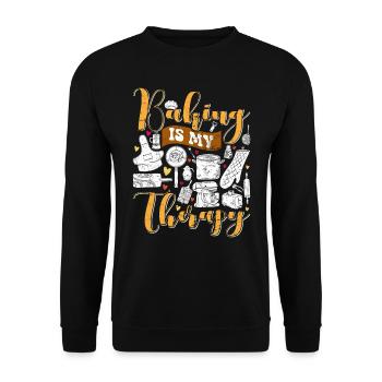 Baking is my therapy baking lover bakery - Unisex Sweatshirt - black - Front - Alina (178cm) & Michal (187cm)
