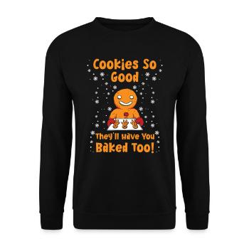 Backfans Cookies so Good Baked too! Backen - Unisex Pullover - Schwarz - Vorne - Alina (178cm) & Michal (187cm)