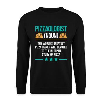 Pizzabacken Pizzaologist Backliebhaber Pizza - Unisex Pullover - Schwarz - Vorne - Alina (178cm) & Michal (187cm)