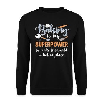 Baking Is My Superpower Baking Dough Bakery - Unisex Sweatshirt - black - Front - Alina (178cm) & Michal (187cm)
