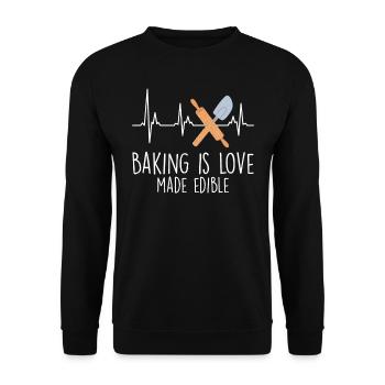 Baking is Love Konditorin Bäckerin Backliebe - Unisex Pullover - Schwarz - Vorne - Alina (178cm) & Michal (187cm)