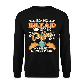 Baking Bread and Sipping Coffee Kaffeeliebhaber - Unisex Pullover - Schwarz - Vorne - Alina (178cm) & Michal (187cm)