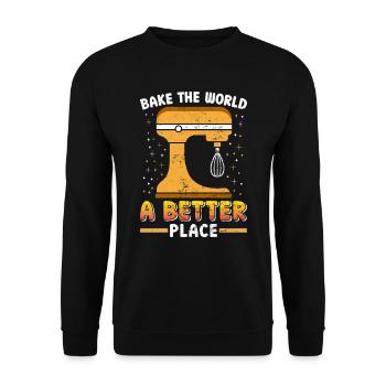 Baker Bake the World a Better Place Backfans - Sweat-shirt Unisexe - noir - Devant - Alina (178cm) & Michal (187cm)