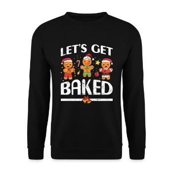 Lebkuchenmänner Let's get Baked Weihnachten - Unisex Pullover - Schwarz - Vorne - Alina (178cm) & Michal (187cm)