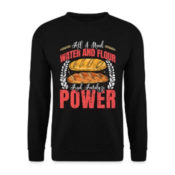 Pain Baker Eau et farine Power Baking Pains - Sweat-shirt Unisexe - noir - Devant - Alina (178cm) & Michal (187cm)