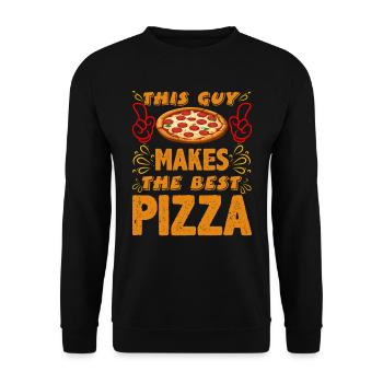 Pizzabäcker This Guy Makes the Best Pizza - Unisex Pullover - Schwarz - Vorne - Alina (178cm) & Michal (187cm)