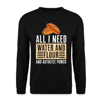 Brotbäcker All I Need is Water and Flour Backfans - Unisex Pullover - Schwarz - Vorne - Alina (178cm) & Michal (187cm)