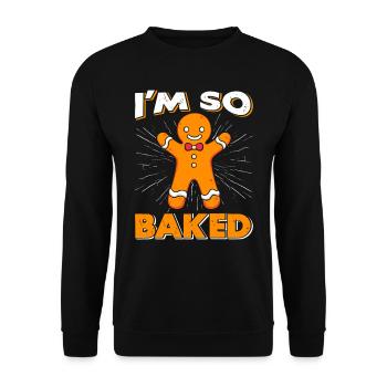 Homme de pain d’épice Je suis tellement cuit Noël - Sweat-shirt Unisexe - noir - Devant - Alina (178cm) & Michal (187cm)