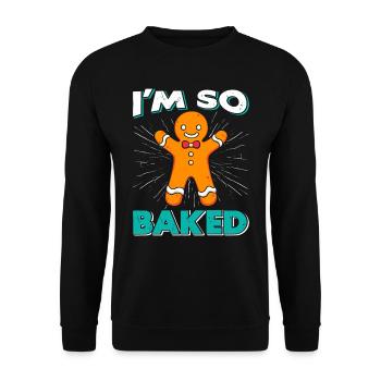 Homme de pain d’épice Je suis tellement cuit Noël - Sweat-shirt Unisexe - noir - Devant - Alina (178cm) & Michal (187cm)