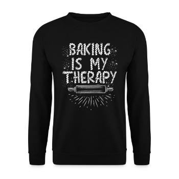 Baking is my Therapy Bakery Fans Dough - Unisex Sweatshirt - black - Front - Alina (178cm) & Michal (187cm)