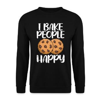 Cuisson des biscuits Je te fais cuire Happy Bakery - Sweat-shirt Unisexe - noir - Devant - Alina (178cm) & Michal (187cm)
