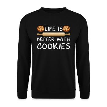Confectioner Life is Better with Cookies Baking - Unisex Sweatshirt - black - Front - Alina (178cm) & Michal (187cm)