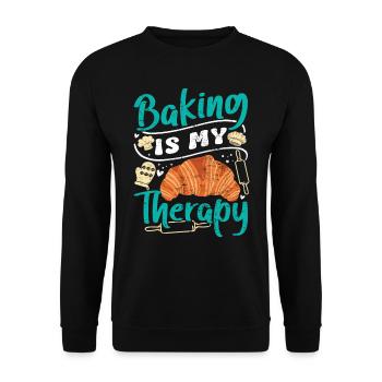 Baking is my Therapy Brotbäcker Backen - Unisex Sweatshirt - black - Front - Alina (178cm) & Michal (187cm)