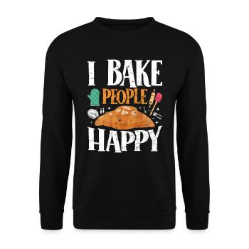 Boulangerie I Bake People Happy Croissant Confiseur - Sweat-shirt Unisexe - noir - Devant - Alina (178cm) & Michal (187cm)