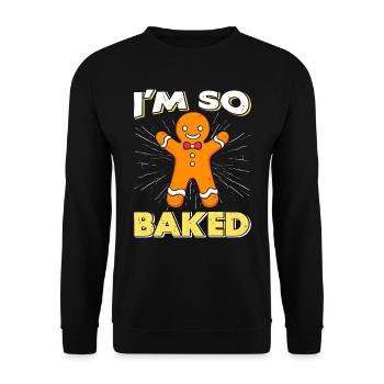 Homme de pain d’épice Je suis tellement cuit Noël - Sweat-shirt Unisexe - noir - Devant - Alina (178cm) & Michal (187cm)