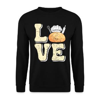 Bread Baking Love LOVE Bakery Bread Baker Bread Baking - Unisex Sweatshirt - black - Front - Alina (178cm) & Michal (187cm)