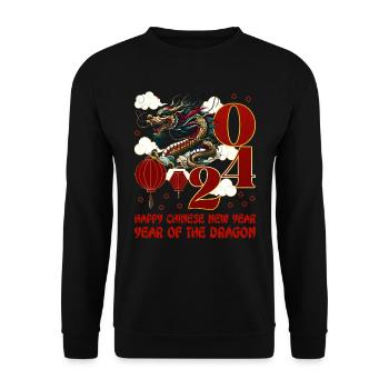 Année du Dragon 2024 Chine Fan Drachenjahr - Sweat-shirt Unisexe - noir - Devant - Alina (178cm) & Michal (187cm)