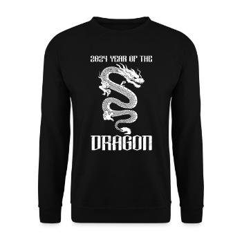 China Fan Happy Year of the Dragon Chinesischer - Unisex Pullover - Schwarz - Vorne - Alina (178cm) & Michal (187cm)