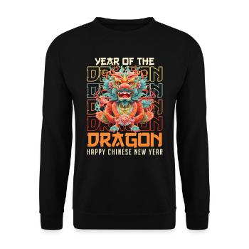 Year of the Dragon Happy Chinese New Year - Unisex Sweatshirt - black - Front - Alina (178cm) & Michal (187cm)