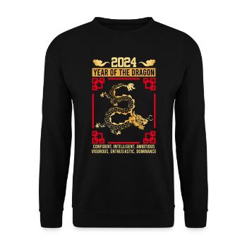2024 Year of the Dragon Party Neujahr Tradition - Unisex Pullover - Schwarz - Vorne - Alina (178cm) & Michal (187cm)