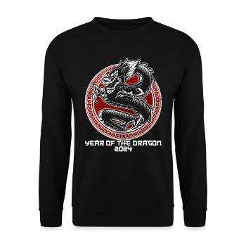 Drachenjahr 2024 Année du Dragon Chine - Sweat-shirt Unisexe - noir - Devant - Alina (178cm) & Michal (187cm)