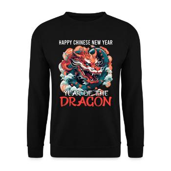 Year of the Dragon Happy Chinese New Year - Unisex Sweatshirt - black - Front - Alina (178cm) & Michal (187cm)