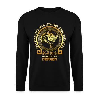 China Year of the Dragon alle 12 Jahre 2024 - Unisex Pullover - Schwarz - Vorne - Alina (178cm) & Michal (187cm)