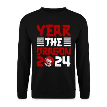 Année du Dragon 2024 Nouvel An chinois - Sweat-shirt Unisexe - noir - Devant - Alina (178cm) & Michal (187cm)