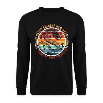Year of the Dragon Happy Chinese New Year - Unisex Sweatshirt - black - Front - Alina (178cm) & Michal (187cm)