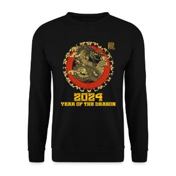 2024 Year of the Dragon Chinesisches Neujahr - Unisex Pullover - Schwarz - Vorne - Alina (178cm) & Michal (187cm)