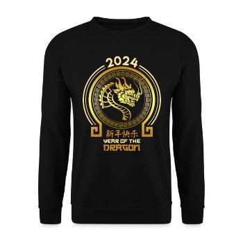 2024 Year of the Dragon Silvester Chinesisches - Unisex Pullover - Schwarz - Vorne - Alina (178cm) & Michal (187cm)