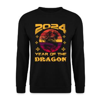Année du Dragon 2024 Chine Fan Drachenjahr - Sweat-shirt Unisexe - noir - Devant - Alina (178cm) & Michal (187cm)
