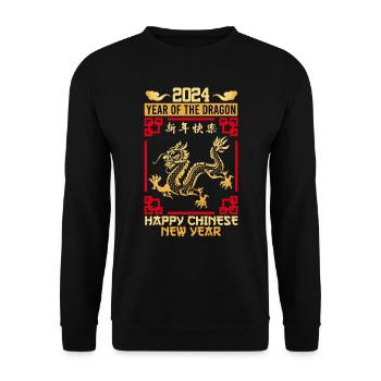 Year of the Dragon Happy Chinese New Year - Unisex Sweatshirt - black - Front - Alina (178cm) & Michal (187cm)
