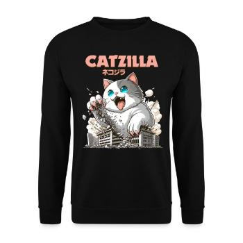 Catzilla Chat Drôles d’animaux - Sweat-shirt Unisexe - noir - Devant - Alina (178cm) & Michal (187cm)