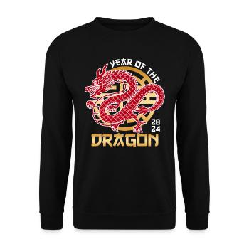 2024 Année du Dragon Nouvel An chinois - Sweat-shirt Unisexe - noir - Devant - Alina (178cm) & Michal (187cm)