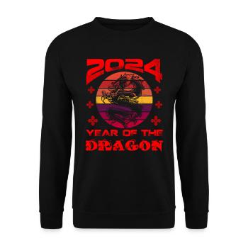 Année du Dragon 2024 Chine Fan Drachenjahr - Sweat-shirt Unisexe - noir - Devant - Alina (178cm) & Michal (187cm)