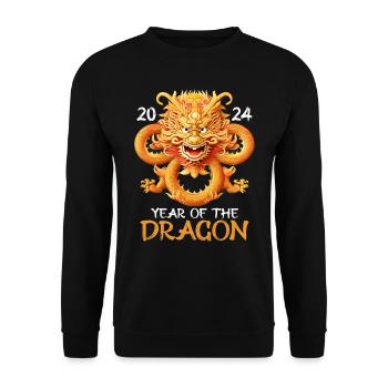 2024 Année du Dragon Nouvel An chinois - Sweat-shirt Unisexe - noir - Devant - Alina (178cm) & Michal (187cm)