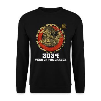 2024 Year of the Dragon Chinesisches Neujahr - Unisex Pullover - Schwarz - Vorne - Alina (178cm) & Michal (187cm)