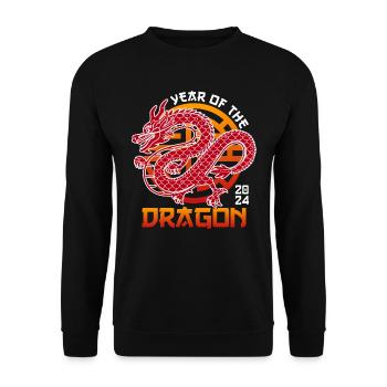 2024 Année du Dragon Nouvel An chinois - Sweat-shirt Unisexe - noir - Devant - Alina (178cm) & Michal (187cm)