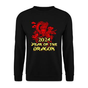 2024 Year of the Dragon Chinesisches Neujahr - Unisex Pullover - Schwarz - Vorne - Alina (178cm) & Michal (187cm)