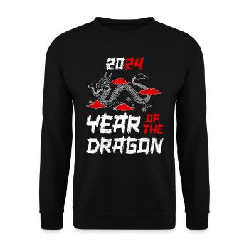 Année du Dragon 2024 Nouvel An chinois - Sweat-shirt Unisexe - noir - Devant - Alina (178cm) & Michal (187cm)