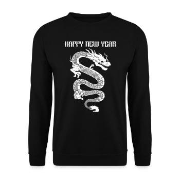 Chinesisches Neujahr Party Happy New Year - Unisex Pullover - Schwarz - Vorne - Alina (178cm) & Michal (187cm)