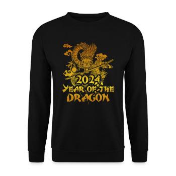 Année du Dragon 2024 Chine Fan Drachenjahr - Sweat-shirt Unisexe - noir - Devant - Alina (178cm) & Michal (187cm)